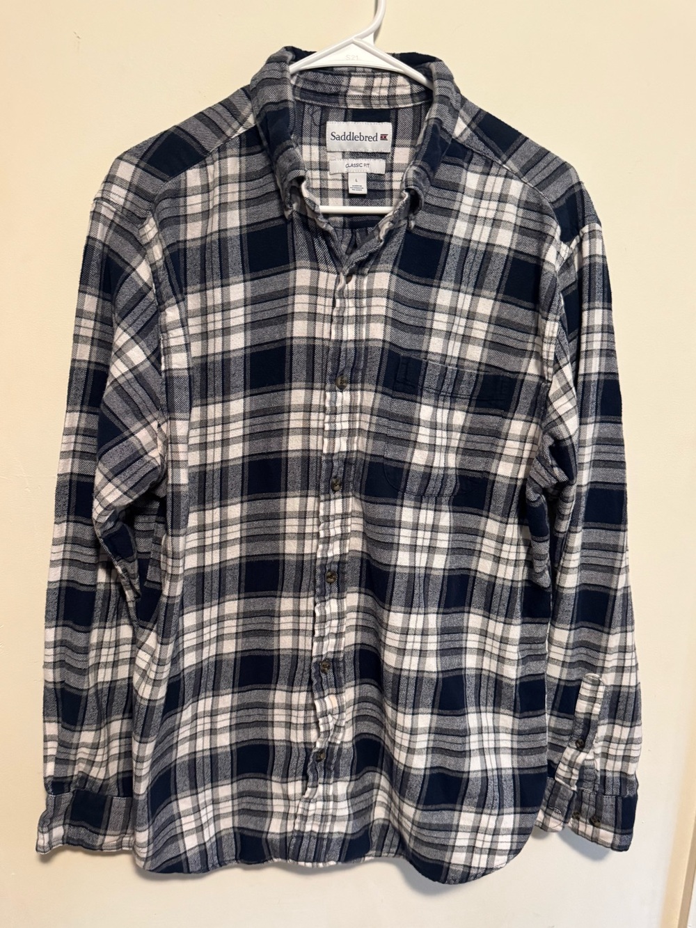 Saddlebred Men's Navy and White Plaid Button-Down Shirt